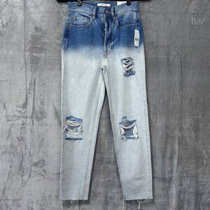 PacSun Ultra High Rise Slim Jeans Ombre Button Fly Distressed Sz 23